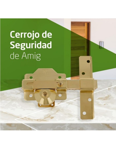 Amig - Cerrojo de Seguridad con Cilindro Redondo Cerradura de Sobreponer- Cilindro 50 mm - Dorado