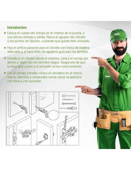 Amig - Cerrojo de Seguridad con Cilindro Redondo Cerradura de Sobreponer- Cilindro 50 mm - Dorado