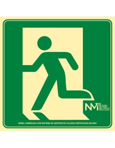 NMZ - A10421 Señal Luminiscente Salida De Emergencia Izquierda Clase A PVC 1mm 22,4x22,4cm