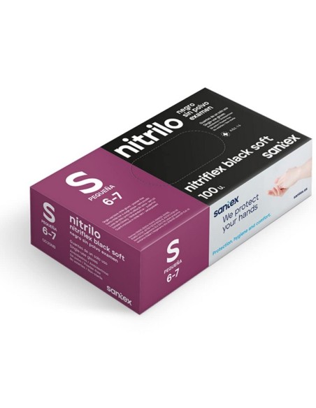 GUANTE NITRILO NEGRO S - 100 ud