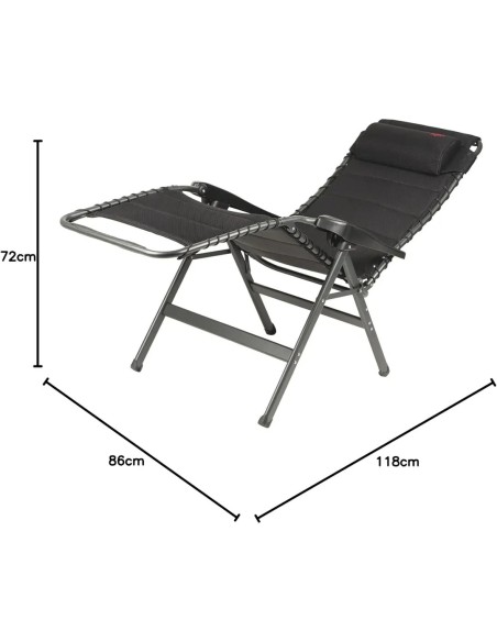 Esquema de medidas: asiento 55cm ancho, altura 119cm, carga 130kg