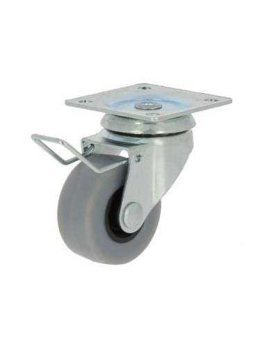 RUEDA CON SOPORTE PLACA ARO GOMA 40 C/FRENO 17129