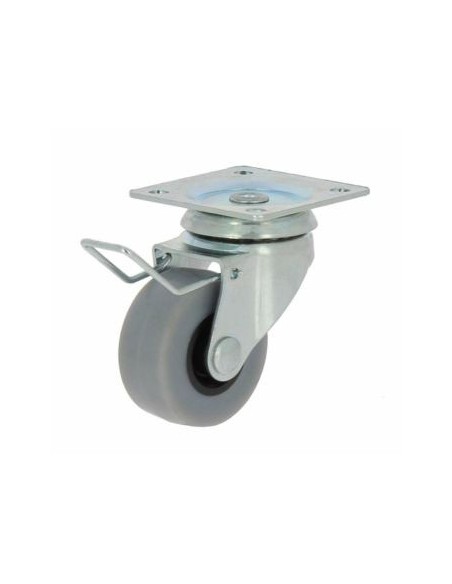 RUEDA CON SOPORTE PLACA ARO GOMA 40 C/FRENO 17129