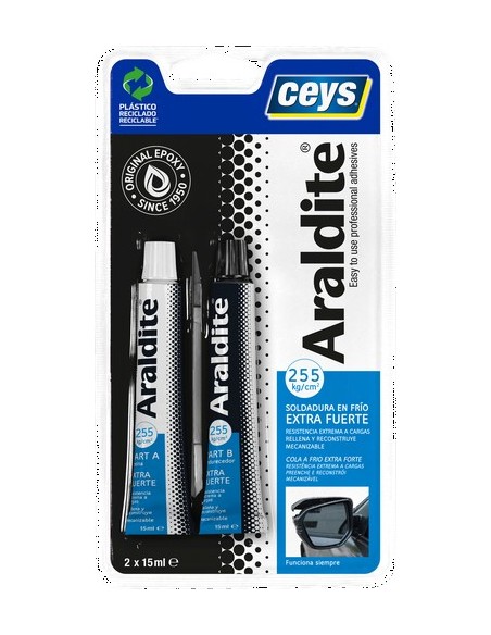 Ceys - Araldite - Adhesivo gran resistencia - Pegamneto bicomponente extra fuerte multimaterial - 2 x 15 ML