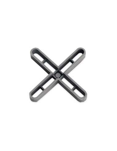 Detalle de una cruceta Rubi de 6mm en forma de cruz gris para alineación de cerámica