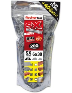Fischer - Taco pared gris SX PLUS 6 X 30 BIGPACK 200 + 40 UD