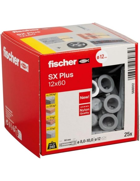 Fischer - Taco de expansión SX Plus 12x60 mm Caja 25 ud