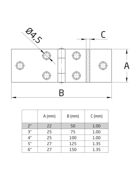 Amig - Bisagra Ramal - 5" Acero Zincado