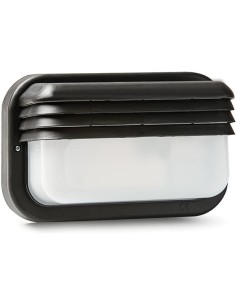 FAMATEL – Aplique Ecoled | IP44 | E-27 | 18W |Difusor termoplástico | Horizontal | Bombillas E27 |Negro