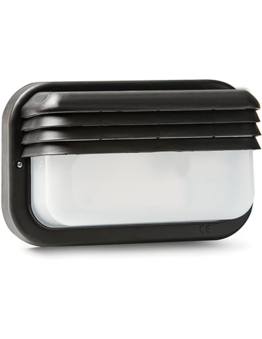 FAMATEL – Aplique Ecoled | IP44 | E-27 | 18W |Difusor termoplástico | Horizontal | Bombillas E27 |Negro