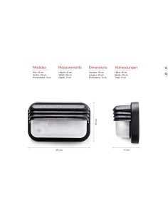 FAMATEL – Aplique Ecoled | IP44 | E-27 | 18W |Difusor termoplástico | Horizontal | Bombillas E27 |Negro 2