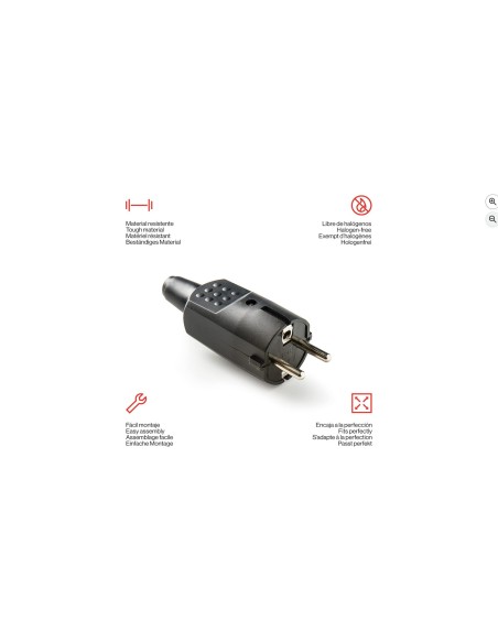 Famatel - Cavija 2P + T 16A 250V Goma IP20 4,8mm |Negro