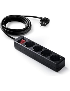 FAMATEL – Regletas ecosockets 4 tomas| Interruptor Luminoso | 1,5 Metros | Hasta 3500W | Protección Infantil |Negro