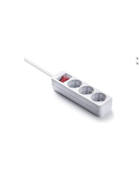 FAMATEL – Regleta ecosockets 3 Tomas | Enchufes con Interruptor de Encendido | 1,5 Metros |Blanco