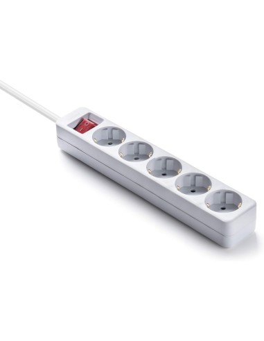 FAMATEL – Regletas ecosockets 5 tomas | Enchufes con Interruptor Luminoso | 1,5 Metros|Blanco