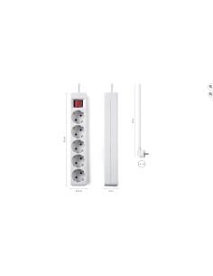 FAMATEL – Regletas ecosockets 5 tomas | Enchufes con Interruptor Luminoso | 1,5 Metros|Blanco 2