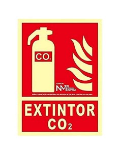 NMZ - A00406 - Señal Luminiscente Extintor Co2 Clase A PVC 1mm 21x30cm
