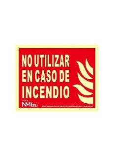 NMZ - B01128 SEÑAL NO UT EN CASO DE INCENDIO PVC 0,7MM CLASE B 320X160
