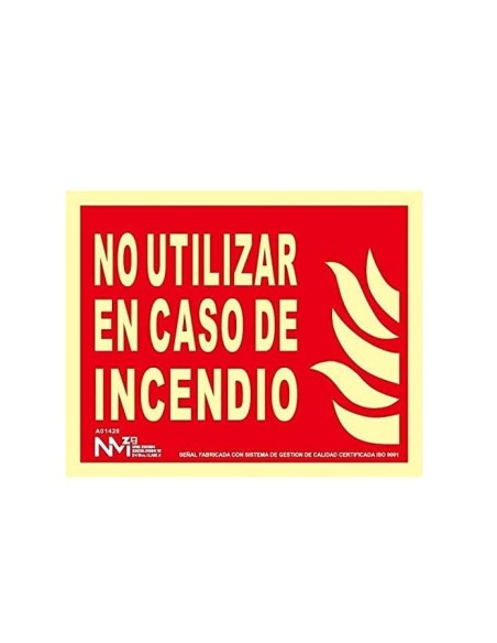 NMZ - B01128 SEÑAL NO UT EN CASO DE INCENDIO PVC 0,7MM CLASE B 320X160