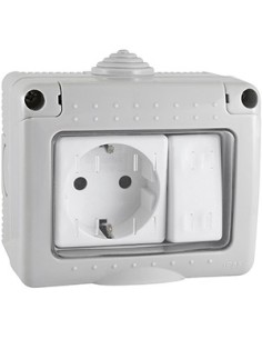 Hepoluz 05636 - Base Luz Schuko + Conmutador Estanco Serie 34