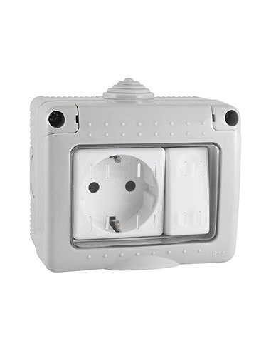 Hepoluz 05636 - Base Luz Schuko + Conmutador Estanco Serie 34