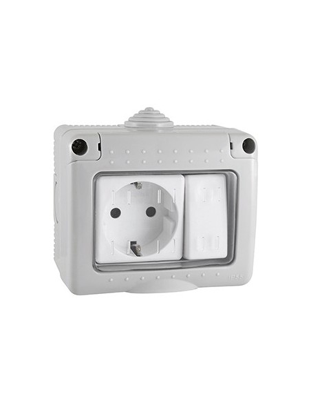 Hepoluz 05636 - Base Luz Schuko + Conmutador Estanco Serie 34