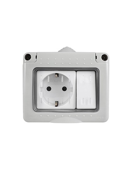 Hepoluz 05636 - Base Luz Schuko + Conmutador Estanco Serie 34