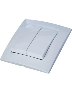 Mecanismo monobloc frontal de conmutador doble Simon serie 15 terminado en color blanco brillante