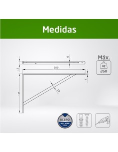 Amig - Soporte para Estanterías | Escuadra para Estanterías Medida: 200x125 mm 2
