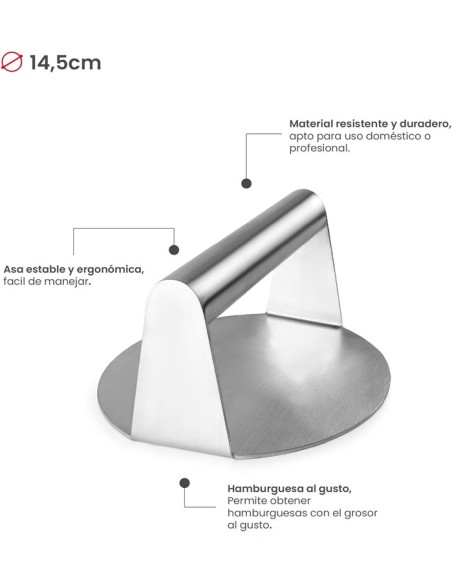 Ibili - Prensa para hamburguesas de Acero Inoxidable - 14,5 cm