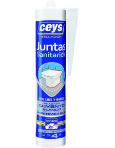Ceys  - Sellador de Juntas para Baños y Azulejos - Antimoho - Acabado Cemento Blanco - Impermeable y Secado Rápido - 290 ML