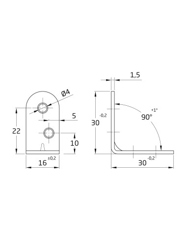 Amig - Ángulo de refuerzo de acero N. 3 | Bricomatado | 30 X 16 X 1.5 MM