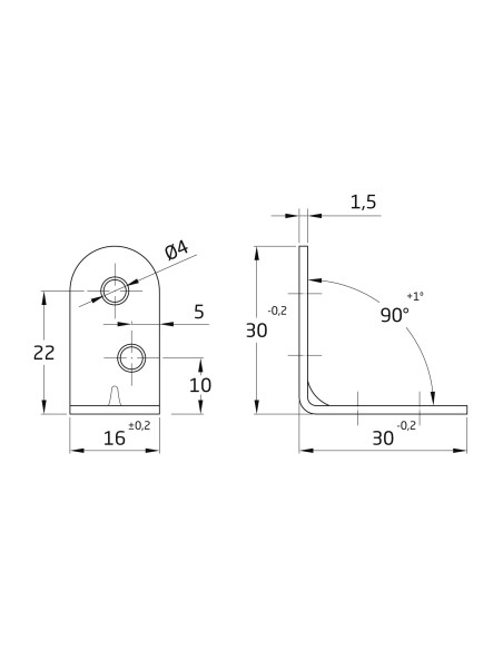 Amig - Ángulo de refuerzo de acero N. 3 | Bricomatado | 30 X 16 X 1.5 MM