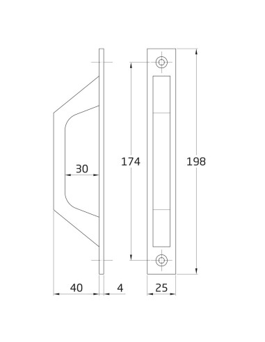 Amig - Manillón de Líneas Rectas de Aluminio Color Blanco para Puertas Correderas o Abatibles de Paso - 198 x 25 x 40 mm