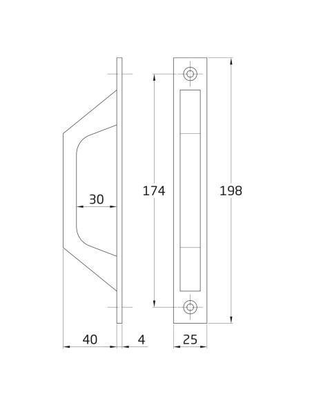 Amig - Manillón de Líneas Rectas de Aluminio Color Blanco para Puertas Correderas o Abatibles de Paso - 198 x 25 x 40 mm