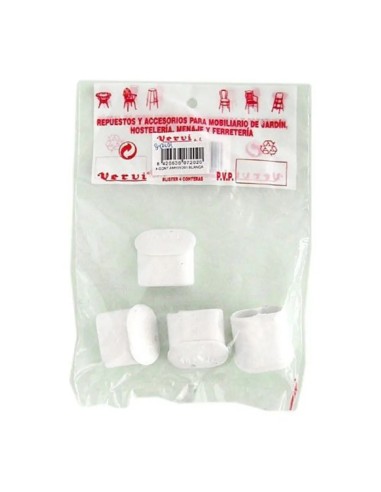 Blíster de 4 conteras de plástico blanco para patas de mesa Vervi.