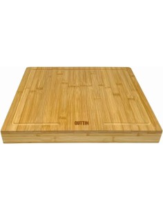Tabla de cortar de bambú natural Quttin con borde de tope para encimera y canaleta de jugos