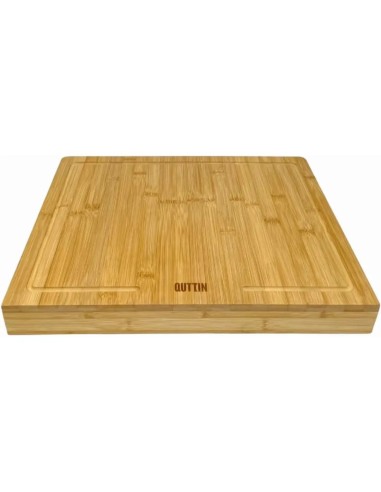 Tabla de cortar de bambú natural Quttin con borde de tope para encimera y canaleta de jugos