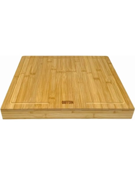 Tabla de cortar de bambú natural Quttin con borde de tope para encimera y canaleta de jugos